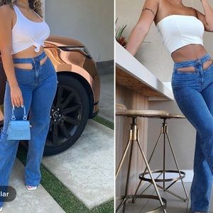 Boot cut cut out jeans